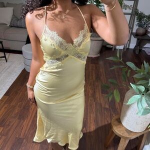 Princess Polly Lemon Satin Maxi Dress